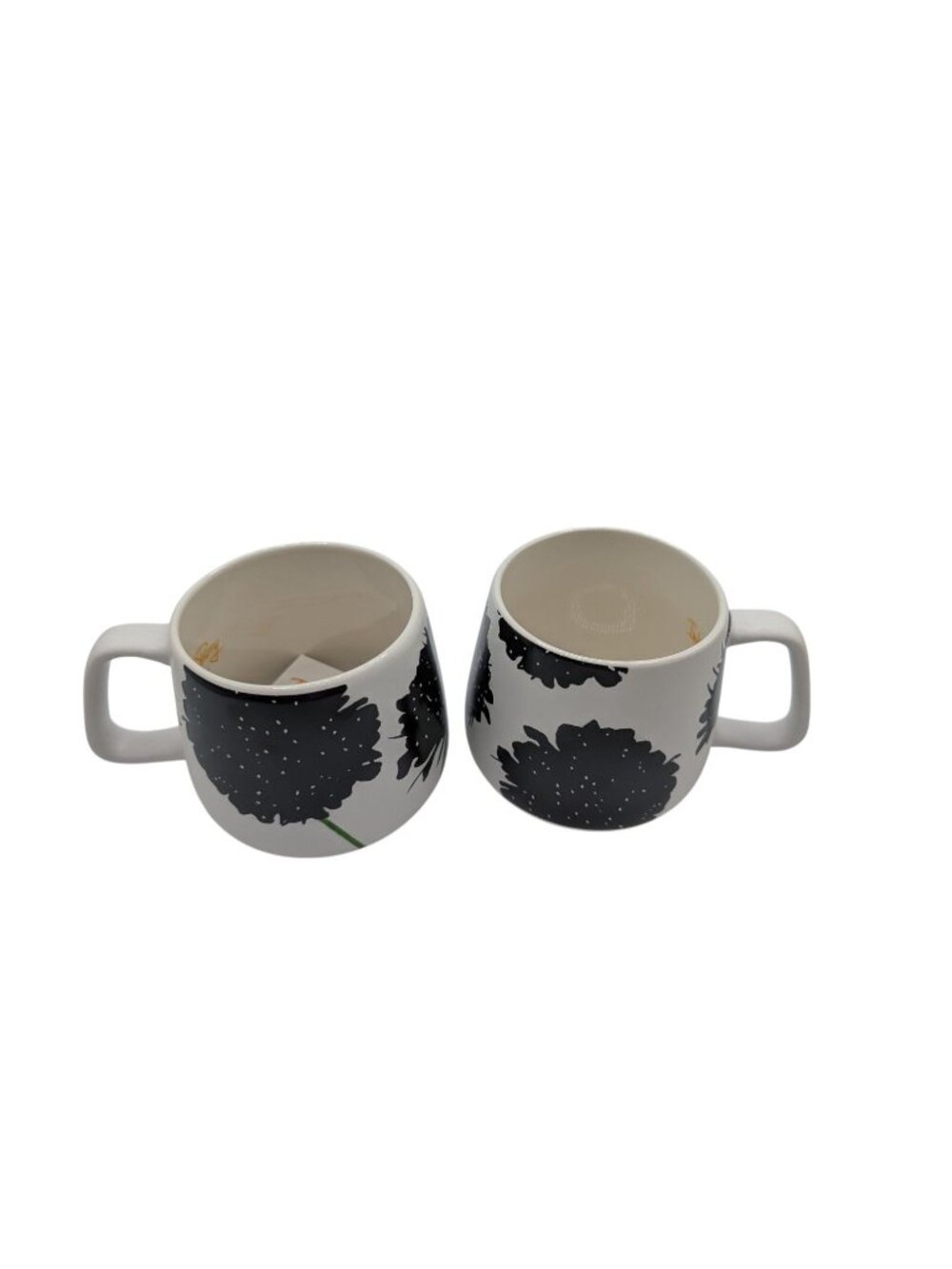 India & Purry Porcelain Coffee Mug Set With Black Scabiosa Floral Design - Picture 5 of 10
